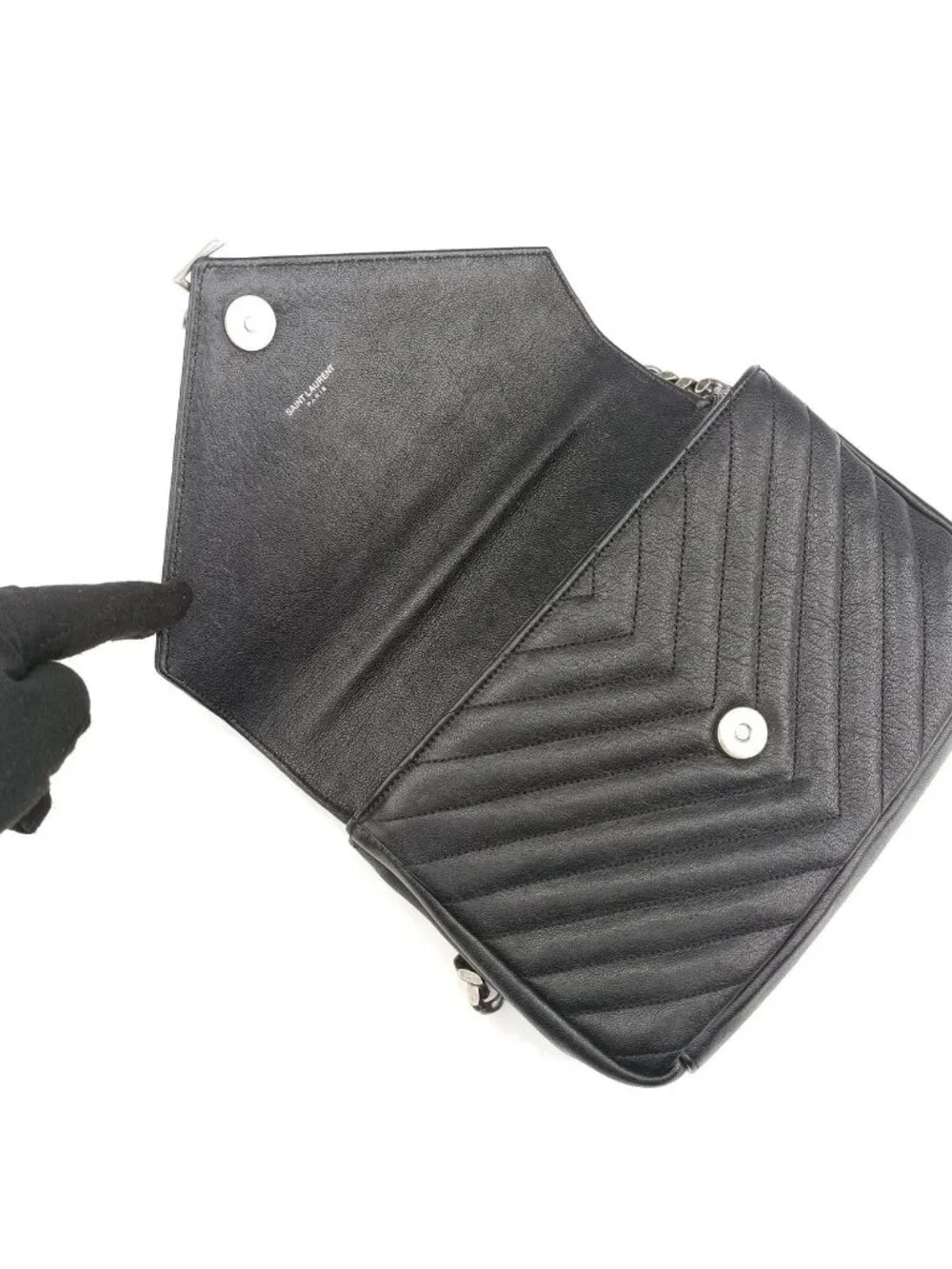 Saint Laurent Carre Black Leather Shoulder Bag